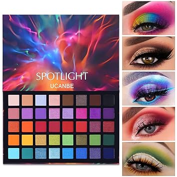 UCANBE Spotlight Paleta de sombra de ojos profesional 40 colores sombra de ojos mate brillo paleta de maquillaje altamente pigmentado colorido polvo de larga duración impermeable sombra de ojos
