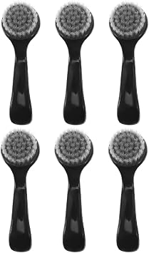 Juego de 6 cepillos manuales para la cara, cepillo grande de limpieza facial y exfoliación con mango negro para mujeres, limpieza profunda de la piel y maquillaje