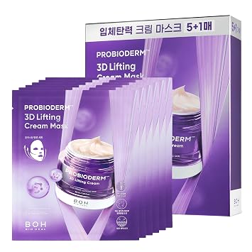 BIOHEAL BOH Probioderm 3D Lifting Cream Mask 6 hojas | Máscara facial de colágeno coreano para arrugas, reafirmante y antienvejecimiento | Hoja probiótica para el cuidado de la piel flácida, elevación