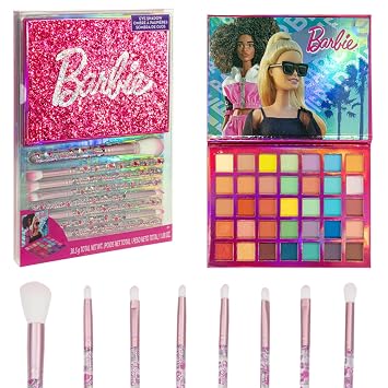 Barbie Paleta de sombras de 35 pozos con 8 pinceles, a partir de 8 años