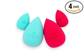 F.A.R.A.H Juego de esponjas All Glammed Up - 2 esponjas grandes y 2 mini esponjas, 100% sin látex para aplicación de maquillaje y mezcla