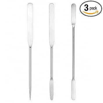 Aplicador de espátula de maquillaje de metal, juego de espátulas de maquillaje de acero inoxidable de 3 piezas, aplicadores cosméticos de doble filo para mezclar base, corrector, crema