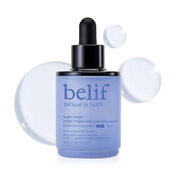belif Super Drops Multi-7 Suero hidratante hialurónico – Hidratación 24 horas, ácido hialurónico, pantenol, esencia diaria ligera, cuidado de la piel coreano (1.01 onzas líquidas)