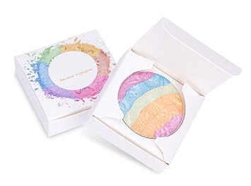 FantasyDay Pro 6 colores 3D horneado arco iris resaltador sombra de ojos paleta de maquillaje de Navidad colorete cosmético brillo polvo contorno kit unicornio rubor