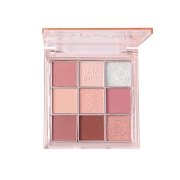 Paleta de sombra de ojos rosa con maquillaje brillante con purpurina