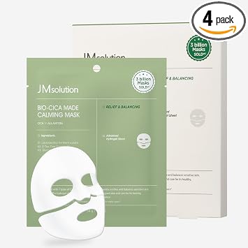 JMsolution Mascarilla bio reafirmante (4 hojas) | Mascarilla de hidrogel para elasticidad y cuidado reafirmante | Cuidado de la piel coreano hidratante y suavizante | K-Beauty (Cica Madecassoside)