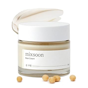 mixsoon Crema facial hidratante profunda de frijoles, hidratante y suavizante para el rostro, extracto de soja fermentado, acabado ligero y no pegajoso, 1.69 onzas líquidas, vidrio coreano para el