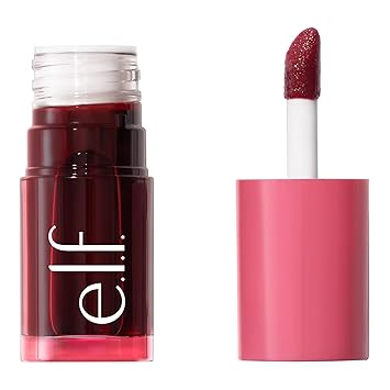 e.l.f. Sheer For It Blush Tint, Maquillaje multiusos de larga duración para labios y mejillas, crea un acabado natural, vegano y libre de crueldad, Left On Red