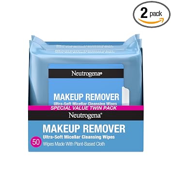 Neutrogena Makeup Remover Micellar Wipes, 2 Pack of 25 Ct