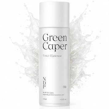 NATURAL DERMA PROJECT NDP Green Caper Milky Toner Essence - Tóner coreano hidratante para rostro, humedad profunda para pieles sensibles y secas, pantenol, madecassoside (4.39 onzas líquidas / 4.4 fl