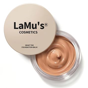 Lamu's Cosmetics What The Foundation Balm, maquillaje de base natural de fórmula ultra nutritiva, cobertura impecable de 12 horas (ligero, 1.14 onzas)