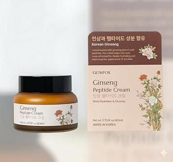 Lamfox Crema facial con péptido de ginseng, hidratante facial antienvejecimiento y reafirmante, 5 ceramidas y 9 péptidos, 2.70 onzas líquidas (2.7 fl oz / 80ml)