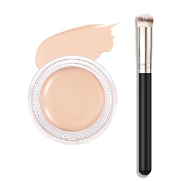 Kaely Juego de corrector de pote de cobertura completa, iluminador debajo de los ojos, corrector de color para ojeras, base impermeable, kit de brochas de maquillaje facial, corrector de anillos de ojeras, 04 luz