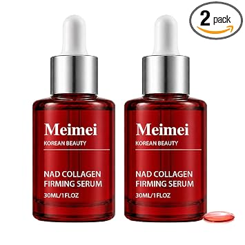 Meimei - Suero reafirmante coreano de belleza Nad, con EGF y colágeno, ligero, hidratante, reafirmante y antienvejecimiento para cara y cuello, 1.0 fl oz (2 unidades)