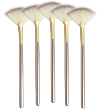 Cepillo de ventilador facial suave y delgado, cosmético de maquillaje multiuso, aplicador de ácido de máscara para máscaras glicólicas, cepillo de exfoliación química, paquete de 5