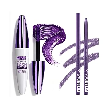 Juego de lápiz delineador de ojos de gel y rímel 5D morado para pestañas