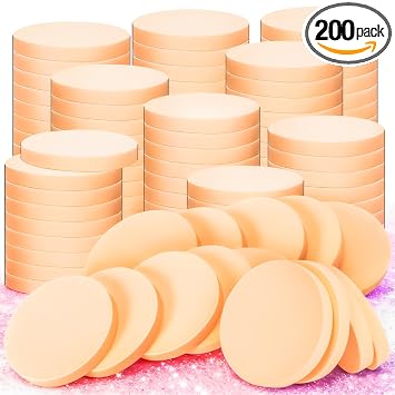 200 esponjas redondas de maquillaje, esponja cosmética, almohadilla redonda de espuma para ojos, polvo facial, base de maquillaje de belleza nude, mezcladora de polvo para mujeres y mujeres