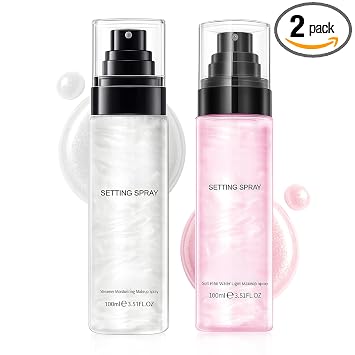 Paquete de 2 aerosoles fijadores, espray de acabado Dewy Shimmer para la