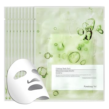 Pyunkang Yul PKY - Paquete de 10 mascarillas calmantes de ceramida, productos coreanos para el cuidado de la piel, mascarilla de belleza que contiene pantenol, ácido hialurónico, árbol de té, manteca