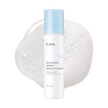 IUNIK Limpiador de ampollas de barrera beta-glucano, lavado facial hidratante 4.05 fl oz