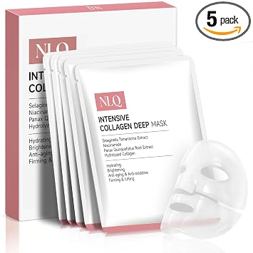 NLQ Máscara facial de colágeno para toda la noche, máscara profunda de hidrogel – Piel de vidrio intensiva hidratante y reafirmante para refinar poros antienvejecimiento, regalo de cuidado de la piel
