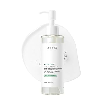 ANUA Heartleaf Aceite Limpiador de Poros MILD, Limpiador Facial para Piel Sensible, Limpiador de Aceite para el Rostro, Removedor de Puntos Negros y Maquillaje, Cuidado de la Piel Coreano, No