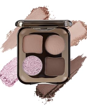 Paleta de sombra de ojos de 4 colores, paleta de maquillaje en polvo mate y brillante, altamente pigmentada, mezclable, de larga duración, impermeable, paletas de sombras de ojos para mujeres mayores