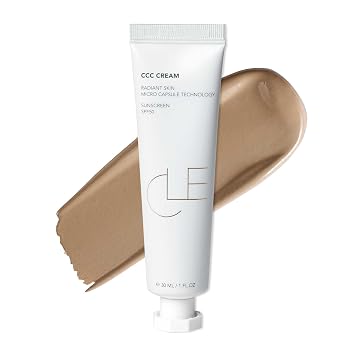 CLE Cosmetics CCC Cream (Warm Medium Light 203 / SPF 50) – Corrector de color con protector solar – Base ligera e hidratante – BB & CC Hybrid – Cobertura ligera a media – 1 onza líquida