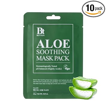 BENTON Paquete de mascarillas calmantes de aloe | 0.81 oz x 10 paquetes