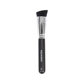 ZAQ Cepillo de base en ángulo profesional Cepillo de maquillaje sintético premium Bronceador Cepillo de contorno Aplicador cosmético para mezclar polvo líquido BB Cream