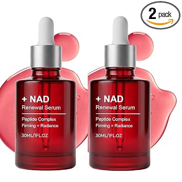 Suero reafirmante EGF NAD+ de 2 piezas para cara y cuello, suero coreano de renovación NAD, extracto de colágeno y suero facial de péptidos, antienvejecimiento reduce arrugas y líneas finas, aspecto