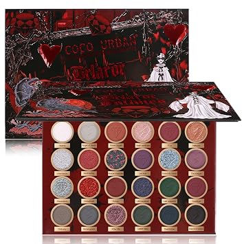 Paleta de sombras de ojos de 24 colores para Halloween, gótica, sombra de ojos pigmentada mate, purpurina brillante, negro, rojo, morado, azul, verde, blanco, gris, oscuro