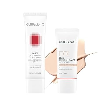 Cell Fusion C Protector solar y BB Cream Duo (No.19), protección UV y cobertura natural para un tono de piel suave y uniforme, cobertura de enrojecimiento, ligero, cuidado de la piel coreano
