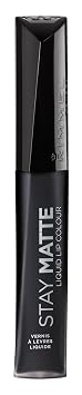 Rimmel London Stay Matte Liquid Lip Color con Cobertura Completa a Prueba de Besos Impermeable Fórmula de Lápiz Labial Mate que Dura 12 Horas - 840 Pitch Black, .21oz