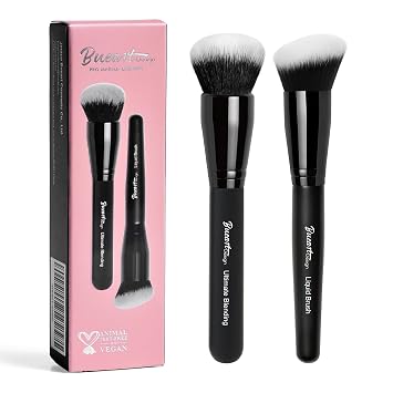 Bueart Design Brocha de maquillaje Ultimate Blending con pincel líquido para rubor, ideal para aplicar y mezclar base líquida en crema, polvo mineral bronceador y rubor, cerdas suaves y densas, vegano y libre de crueldad, M9