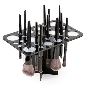 Luckyiren Brochas de maquillaje de acrílico que secan, soporte plegable