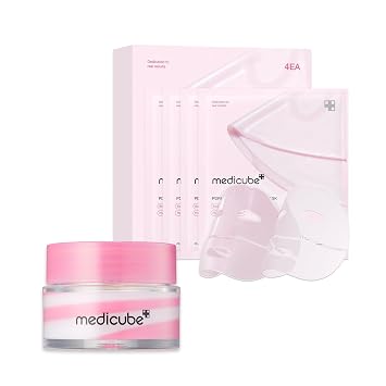 medicube PDRN Overnight Facial and Lip Nourish Duo: Máscara de labios PDRN para dormir, bálsamo brillante y ADN de salmón PDRN Máscara de gel de colágeno rosa | Cuidado nocturno para brillo y nutrición