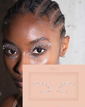 Joyas faciales Eye Dazzle de Mercy London, cristales para el delineador de ojos, accesorios para disfraces de Halloween, joyas todo en uno para pegar en la diadema de Halloween