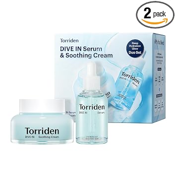 Torriden Suero DIVE IN de 1.69 fl.oz. + Crema Calmante (Frasco) 3.38 fl.oz. | Set de Cuidado de Ácido Hialurónico | Cuidado de la Piel Hidratante Profundo para Obtener Piel de Cristal