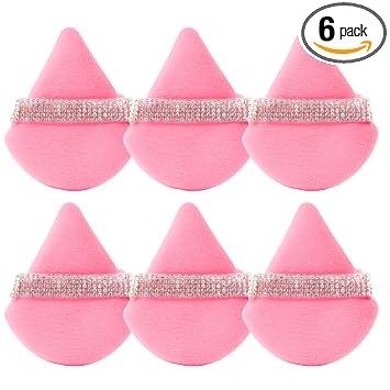 Esponja de maquillaje de triángulo suave para cara, 6 piezas de esponja cosmética para maquillaje húmedo y seco, para polvo suelto, polvo mineral, color rosa