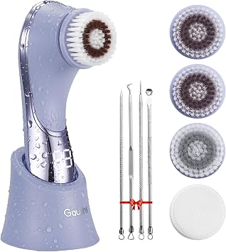 Cepillo de limpieza facial, exfoliante facial, recargable, IPX7, impermeable, dispositivo limpiador eléctrico giratorio para exfoliar, masajear y limpiar profundamente, eliminar puntos negros, masaje