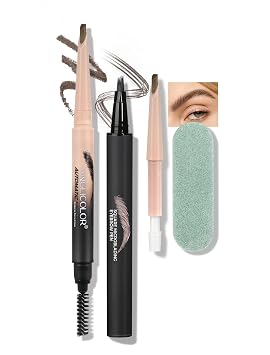 Anglicolor Microblading - Lápiz de cejas líquido, cepillo cuadrado para cejas en ángulo natural, de larga duración, lápices de cejas impermeables para mujeres y niñas (01 marrón claro)