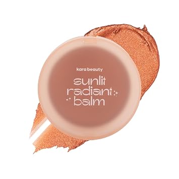 Kara Beauty Sunlit Radiance Glow Balm Resaltador y crema bronceadora para brillo húmedo, bálsamo de rubor facial con brillo de mica natural, fórmula ligera para las sienes de las mejillas y sin