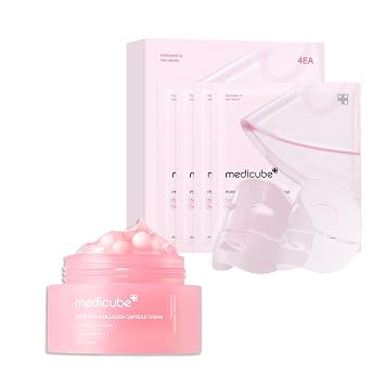 medicube Hydro-Repair Mask Duo: Salmon DNA PDRN Pink Collagen Capsule Cream and Salmon DNA PDRN mascarilla de gel de gelatina de colágeno rosa (4ea)