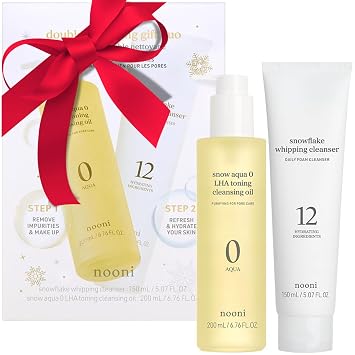 NOONI Set Dúo de Doble Limpieza Coreana – Limpiador de Aceite y Limpiador Facial de Espuma Batida | Aceite y Espuma Limpiadora de Poros para Piel Sensible, Aceite Desmaquillante, Cuidado de la Piel