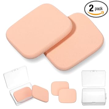 2 esponjas de base, esponjas de maquillaje rectangulares para base, para todo tipo de piel, soplo de polvo para aplicación impecable, doble uso húmedo y seco