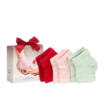 VOESH Juego de regalo navideño de Heel Hug - Hidrata y repara calcetines secos y agrietados con forro de gel - K-Beauty Korean Skincare - 3 pares