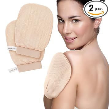 SimpleField Mitón exfoliante coreano para eliminar la piel muerta. Paquete de 2 guantes exfoliantes profundos Kessa 100% viscosa para exfoliación corporal, queratosis pilaris y eliminación de