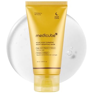 medicube Mascarilla Exfoliante Nocturna Envolvente de Ácido Kójico y Cúrcuma que se Despega – Ilumina y Defiende Contra el Estrés de la Piel para una Tez Clara y Radiante, Cuidado de la Piel Coreano