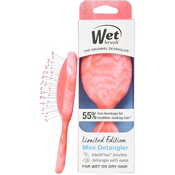 Wet Brush Mini Cepillo Desenredante para Cabello para Eliminación Suave de Nudos, Tamaño de Viaje, Cerdas Suaves para Desenredado Sin Dolor, Menos Roturas, Funciona en Todos los Tipos de Cabello